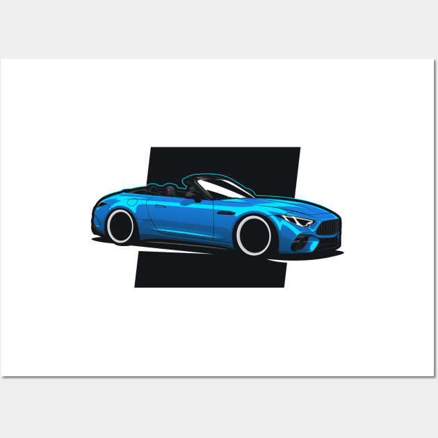 Blue SL63 AMG Roadster Wall Art by KaroCars